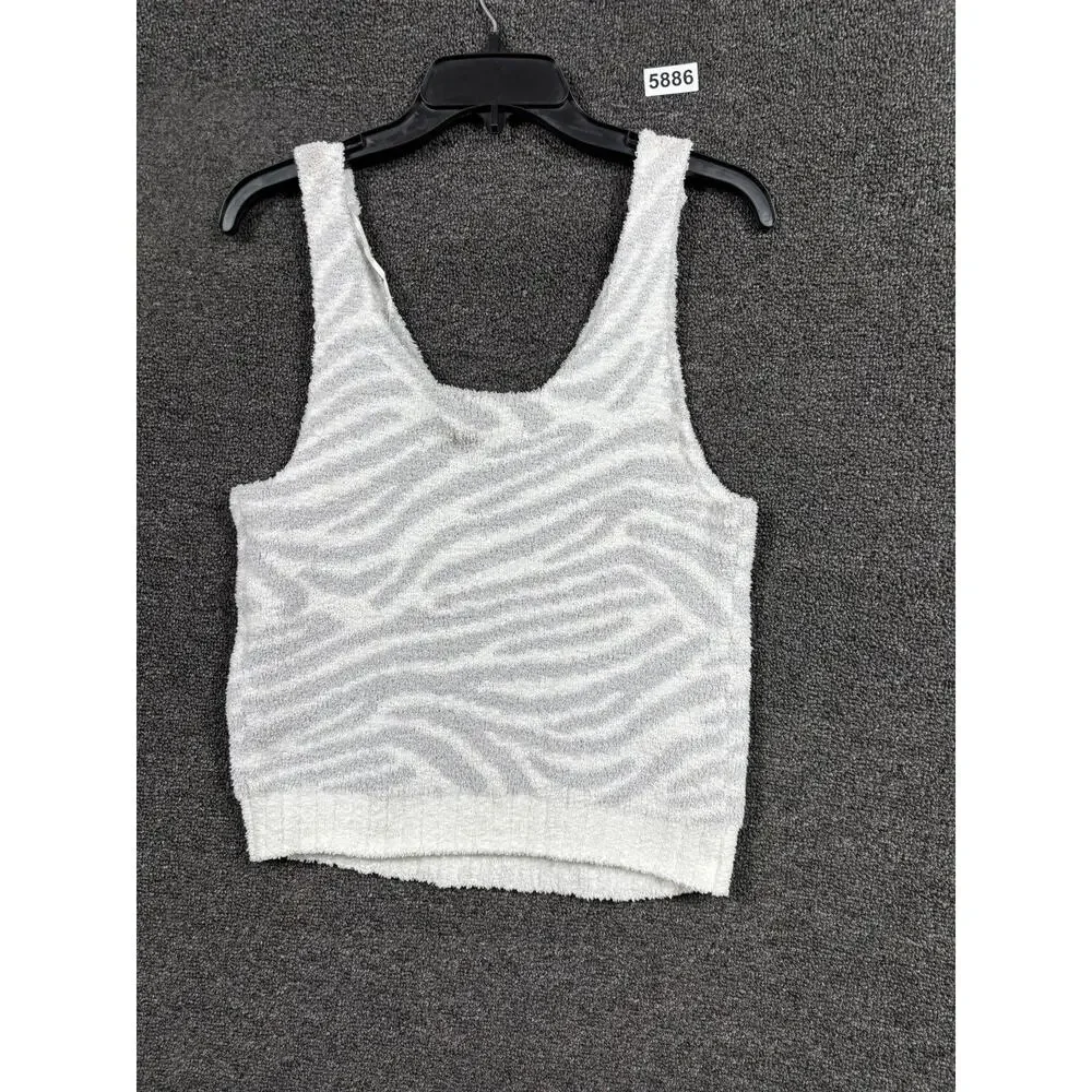 UGG Sweater Tank Top Womens XL Gray White Dulcie Zebra Knit Fuzzy Lounge NWT